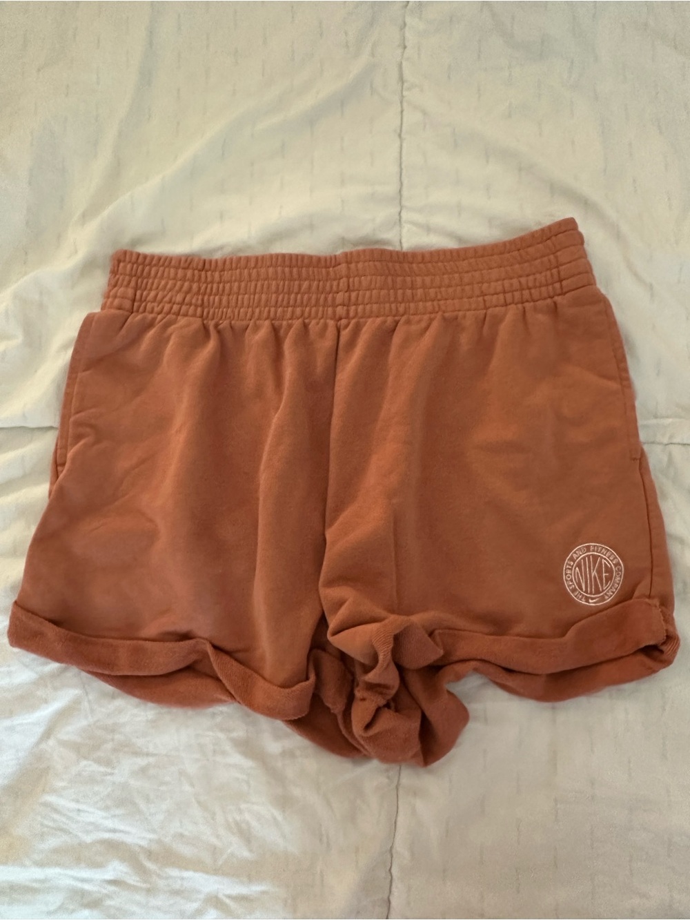 Nike Women's Rust Orange Terry Athletic Shorts